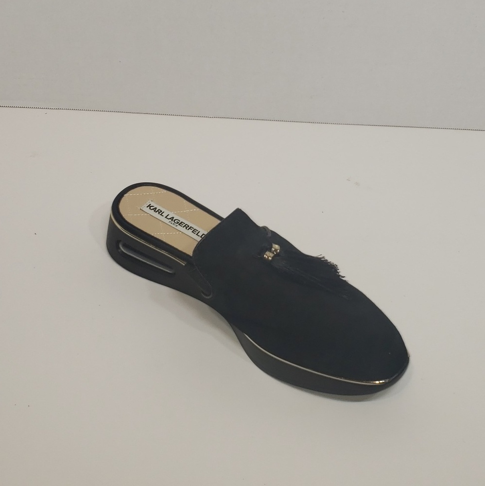 Karl Lagerfeld Black Suede Open Back Shoes Sz 10M - Picture 7 of 7